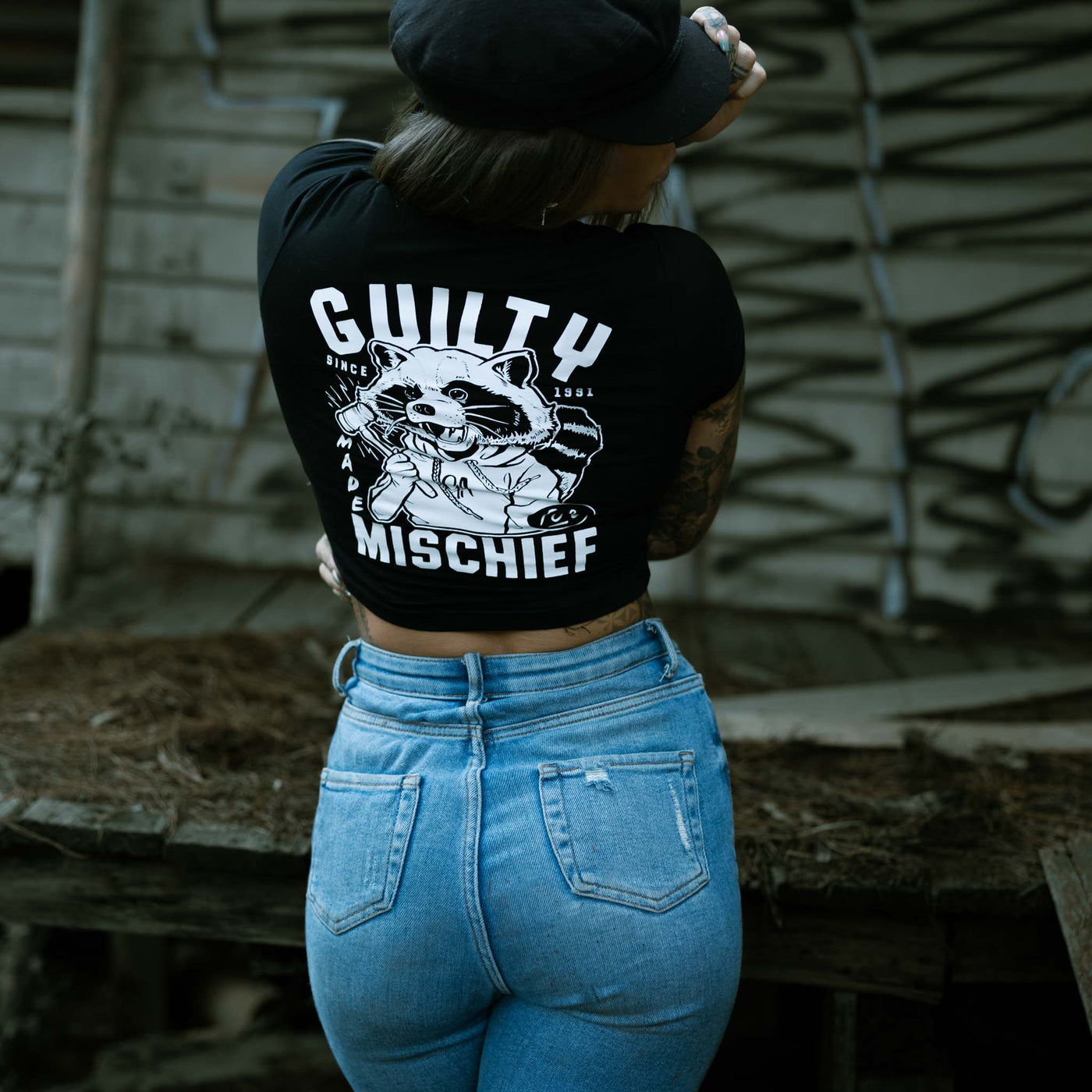 Mischief Crop Tee Black