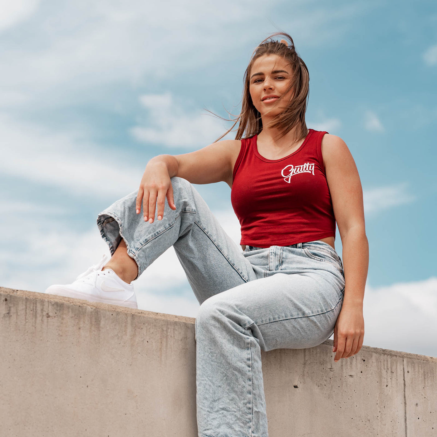Guilty Crop Singlet Royal Red
