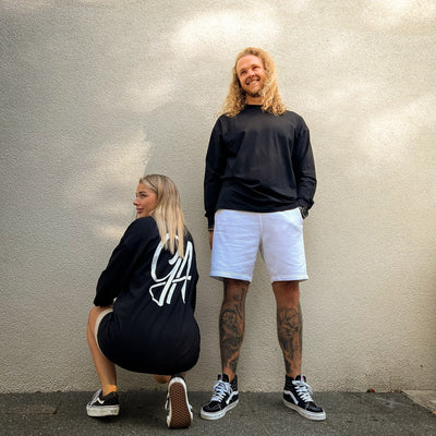 OS GA Long Sleeve Black - Unisex black long sleeve shirt by Guilty Apparel, perfect for action sports and adventure